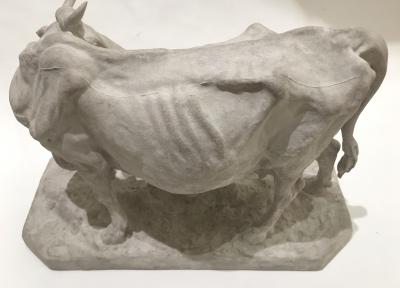 Pierre Jules Mene Pierre Jules MENE 1810 1879 Cow and her calf plaster model France circa1850