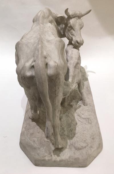 Pierre Jules Mene Pierre Jules MENE 1810 1879 Cow and her calf plaster model France circa1850