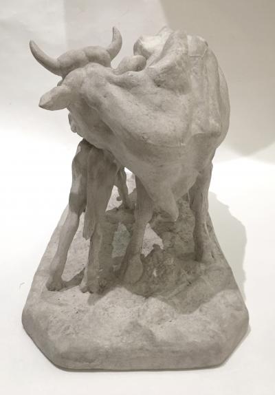 Pierre Jules Mene Pierre Jules MENE 1810 1879 Cow and her calf plaster model France circa1850