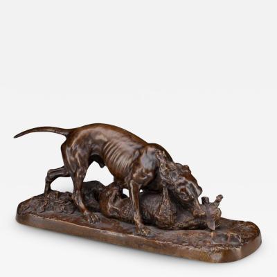 Pierre Jules Mene Pierre Jules Mene Bronze Dogs Fighting for Fish 19th Century