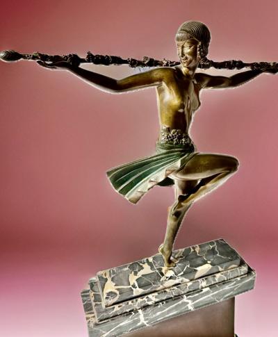 Pierre Le Faguays 1930s French Art Deco Bronze Sculpture Dancer of Thyrsus by Pierre Le Faguays