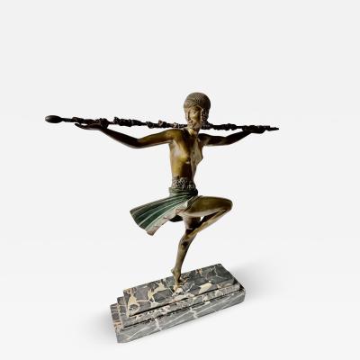 Pierre Le Faguays 1930s French Art Deco Bronze Sculpture Dancer of Thyrsus by Pierre Le Faguays