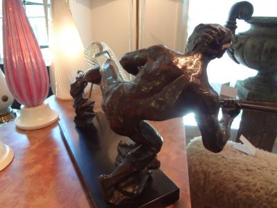Pierre Le Faguays French Art Deco Bronze Sculpture of an Athlete on a Marble Base