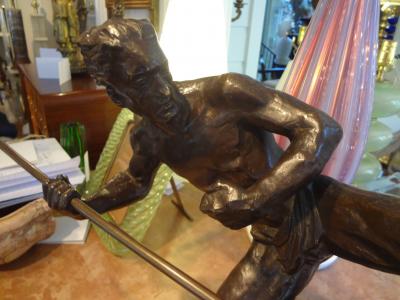Pierre Le Faguays French Art Deco Bronze Sculpture of an Athlete on a Marble Base