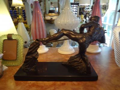 Pierre Le Faguays French Art Deco Bronze Sculpture of an Athlete on a Marble Base