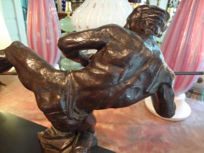 Pierre Le Faguays French Art Deco Bronze Sculpture of an Athlete on a Marble Base