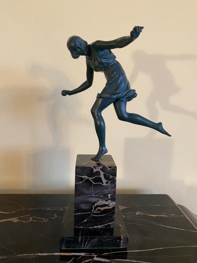 Pierre Le Faguays French Art Deco Bronze of a Young Girl with a Ball