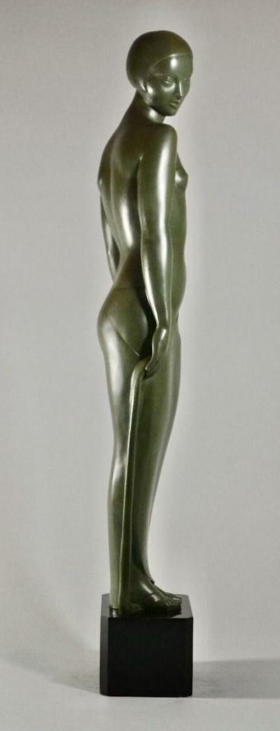 Pierre Le Faguays French Art Deco Ondine Bronze Sculpture Pierre Le Faguays Rare Large Size