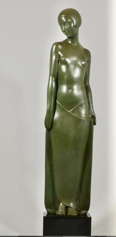 Pierre Le Faguays French Art Deco Ondine Bronze Sculpture Pierre Le Faguays Rare Large Size
