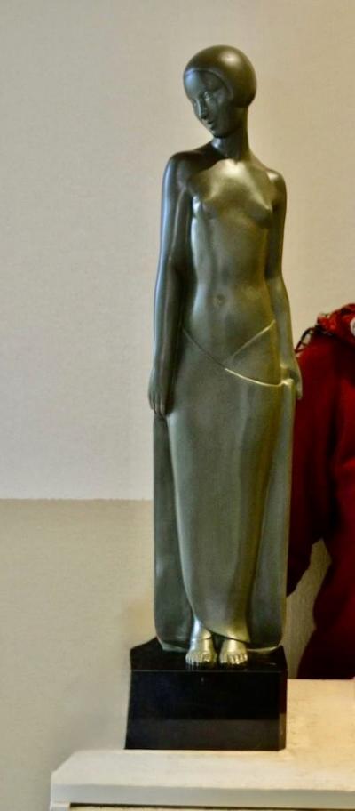 Pierre Le Faguays French Art Deco Ondine Bronze Sculpture Pierre Le Faguays Rare Large Size