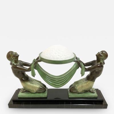 Pierre Le Faguays French Table Lamp Offrande Sculpture by Fayral Original Max Le Verrier