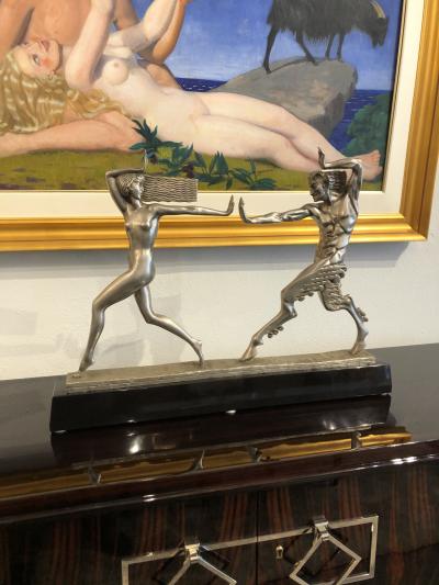 Pierre Le Faguays Nymph Faun Sculpture