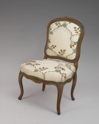 Pierre Leduc A Pair of Louis XV Beech Wood Chaises Stamped Leduc