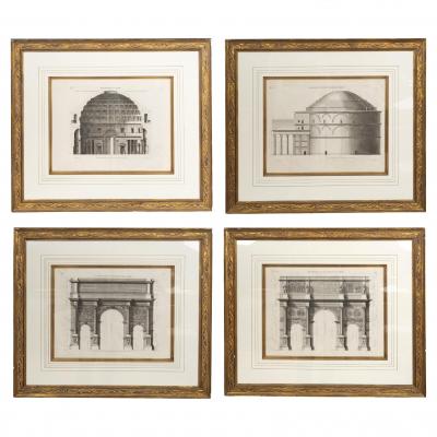 Pierre Lepautre Set Of Four Framed Engravings Of Roman Architecture By Pierre Lepautre