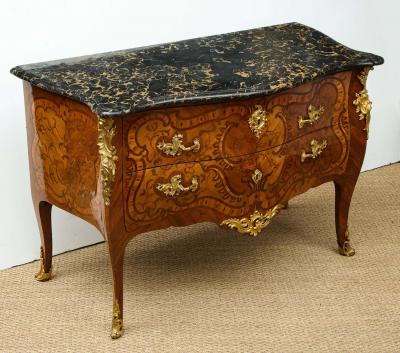 Pierre Migeon II Important Louis XV Inlaid Kingwood Commode by Pierre Migeon