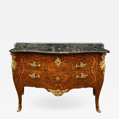 Pierre Migeon II Important Louis XV Inlaid Kingwood Commode by Pierre Migeon