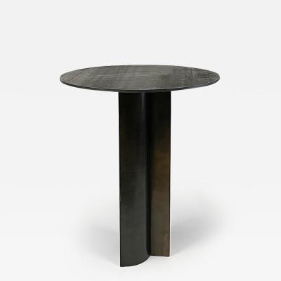 Pierre Mounier CALAMINE GUERIDON Laminated steel side table with bronze patina