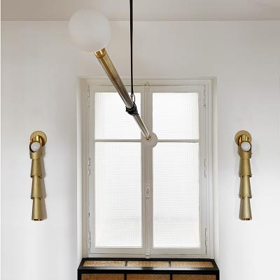 Pierre Mounier PANTIN Unique lighting pendant with patinated brass and genuine leather