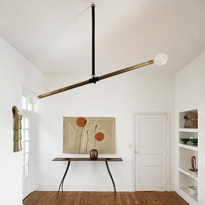 Pierre Mounier PANTIN Unique lighting pendant with patinated brass and genuine leather
