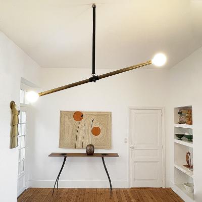 Pierre Mounier PANTIN Unique lighting pendant with patinated brass and genuine leather