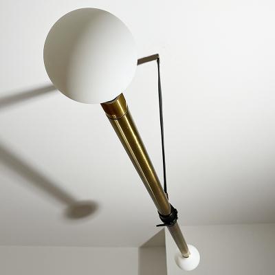 Pierre Mounier PANTIN Unique lighting pendant with patinated brass and genuine leather