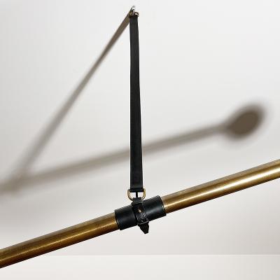 Pierre Mounier PANTIN Unique lighting pendant with patinated brass and genuine leather