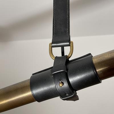 Pierre Mounier PANTIN Unique lighting pendant with patinated brass and genuine leather