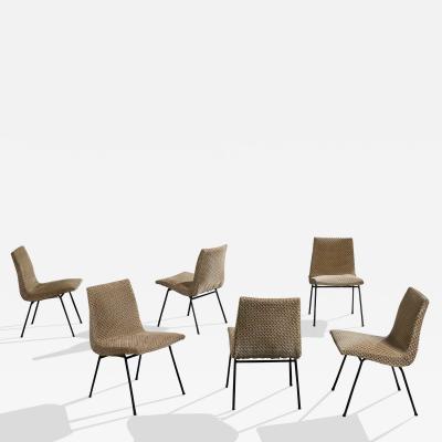 Pierre Paulin Dining Room Chairs with Fabric and Metal France 1950s