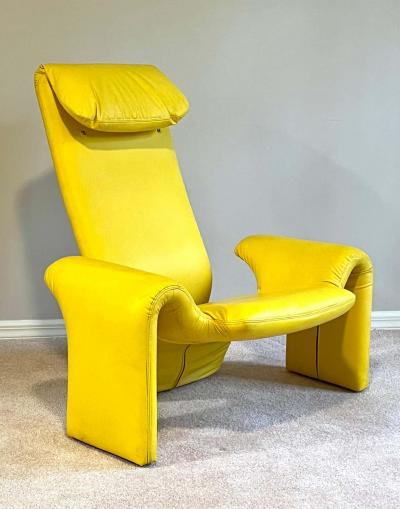 Pierre Paulin Pair of French Mid Century Modern Leather Lounge Chairs Ottoman Pierre Paulin