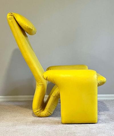Pierre Paulin Pair of French Mid Century Modern Leather Lounge Chairs Ottoman Pierre Paulin