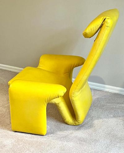 Pierre Paulin Pair of French Mid Century Modern Leather Lounge Chairs Ottoman Pierre Paulin
