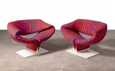 Pierre Paulin Pierre Paulin Rare and Early Ribbon Chairs with Original Fabric 1967 Signed 