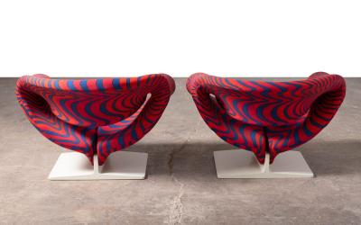 Pierre Paulin Pierre Paulin Rare and Early Ribbon Chairs with Original Fabric 1967 Signed 