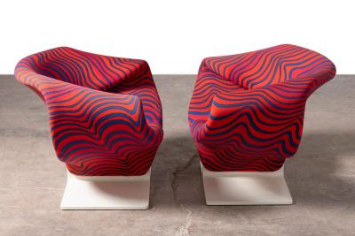 Pierre Paulin Pierre Paulin Rare and Early Ribbon Chairs with Original Fabric 1967 Signed 
