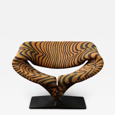 Pierre Paulin Pierre Paulin Ribbon Chair with Original Graphic Fabric 1960s Signed 