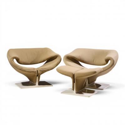Pierre Paulin Pierre Paulin for Artifort Mid Century Ribbon Chairs with Ottoman