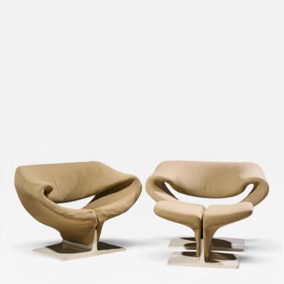Pierre Paulin Pierre Paulin for Artifort Mid Century Ribbon Chairs with Ottoman