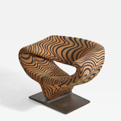 Pierre Paulin Ribbon Chair with Fabric and Wood for Artifort Netherlands 1960s