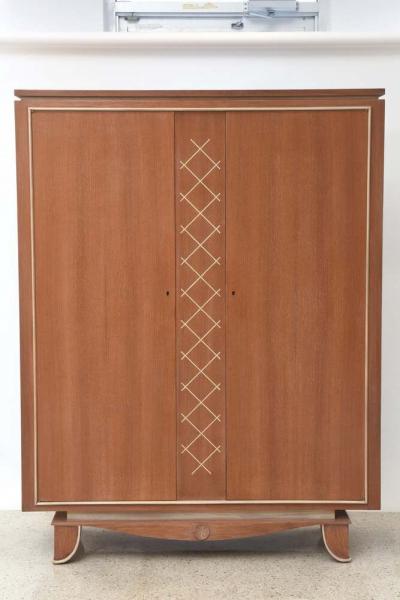 Pierre Petit Mid Century French Modern Limed Oak and Parchment Tall Cabinet
