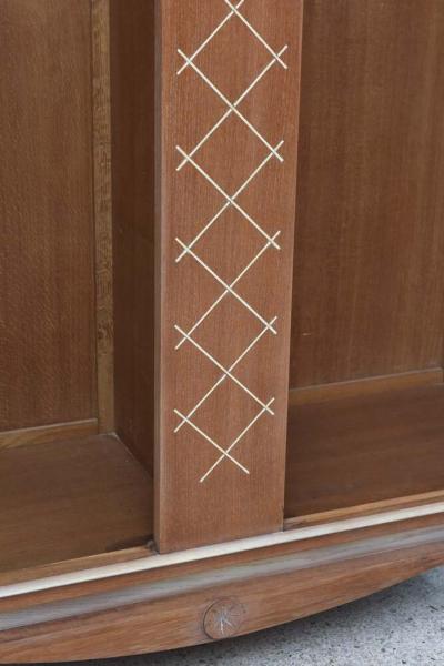 Pierre Petit Mid Century French Modern Limed Oak and Parchment Tall Cabinet
