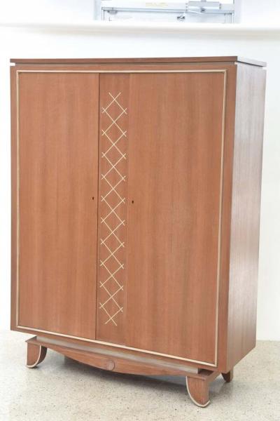 Pierre Petit Mid Century French Modern Limed Oak and Parchment Tall Cabinet