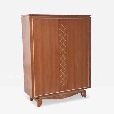 Pierre Petit Mid Century French Modern Limed Oak and Parchment Tall Cabinet