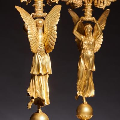 Pierre Philippe Thomire XCEPTIONAL PAIR OF FRENCH LATE EMPIRE GILT BRONZE CANDELABRA