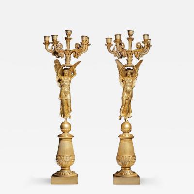 Pierre Philippe Thomire XCEPTIONAL PAIR OF FRENCH LATE EMPIRE GILT BRONZE CANDELABRA