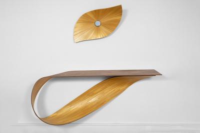 Pierre Renart Perspective mirror with straw marquetry