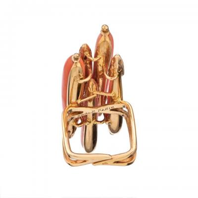 Pierre Sterl STERLE 18K YELLOW GOLD ELONGATED MULTI CORAL ESTATE RING