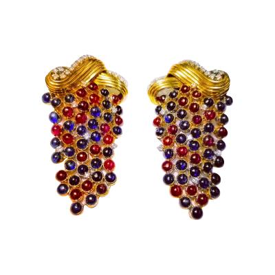 Pierre Sterl Sterle Sapphire Ruby Diamond Earrings