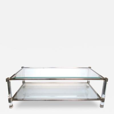 Pierre Vandel A Chic French Pierre Vandel Nickel Glass and Lucite Rectangular Coffee Table