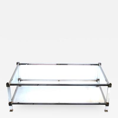 Pierre Vandel A French Pierre Vandel Nickel Lucite and Glass Coffee Table