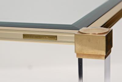 Pierre Vandel Mid Century Modern Lucite Brass Coffee Table by Pierre Vandel FR ca 1970